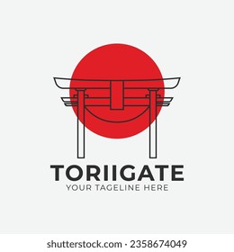 Torii gate logo icon design, gate images line art illustration design