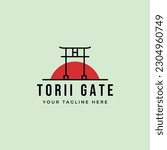 torii gate logo japanese culture vector symbol minimal illustration design