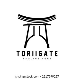 Torii Gate Logo, Japanese History Gate Icon Vector, Chinese Illustration, Wooden Design Company Brand Template