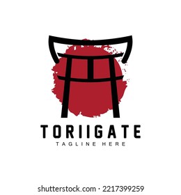 Torii Gate Logo, Japanese History Gate Icon Vector, Chinese Illustration, Wooden Design Company Brand Template