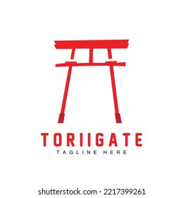 Torii Gate Logo, Japanese History Gate Icon Vector, Chinese Illustration, Wooden Design Company Brand Template
