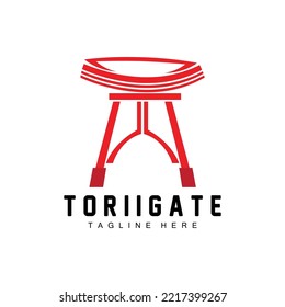 Torii Gate Logo, Japanese History Gate Icon Vector, Chinese Illustration, Wooden Design Company Brand Template