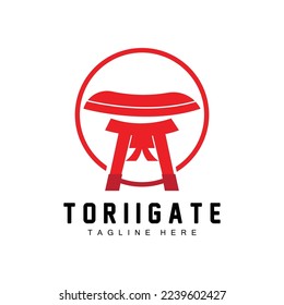 Torii Gate Logo, Japanese History Gate Icon Vector, Chinese Illustration, Wooden Design Company Brand Template