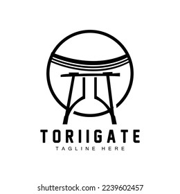 Torii Gate Logo, Japanese History Gate Icon Vector, Chinese Illustration, Wooden Design Company Brand Template