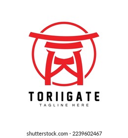 Torii Gate Logo, Japanese History Gate Icon Vector, Chinese Illustration, Wooden Design Company Brand Template