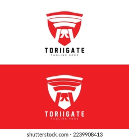 Torii Gate Logo, Japanese History Gate Icon Vector, Chinese Illustration, Wooden Design Company Brand Template