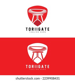 Torii Gate Logo, Japanese History Gate Icon Vector, Chinese Illustration, Wooden Design Company Brand Template