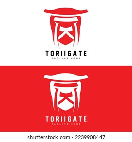 Torii Gate Logo, Japanese History Gate Icon Vector, Chinese Illustration, Wooden Design Company Brand Template