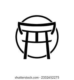 Torii Gate Logo, Japanese History Gate Icon Vector, Chinese Illustration, Wooden Design Company Brand Template