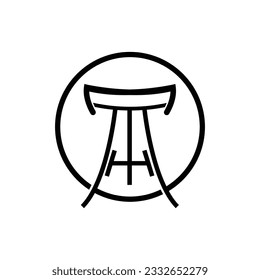 Torii Gate Logo, Japanese History Gate Icon Vector, Chinese Illustration, Wooden Design Company Brand Template
