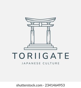 torii gate logo line art vector illustration template design