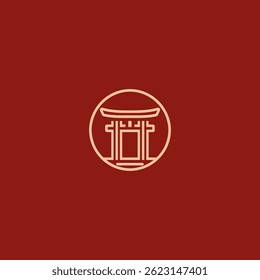 Torii gate logo in minimalist and elegant line art style.