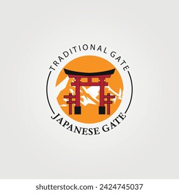torii gate logo premium design vector vintage and illustration