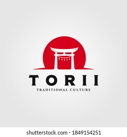 torii gate logo vector illustration design, japanese religion symbol illustration