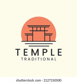 torii gate  minimalist line art logo icon illustration template vector design