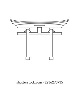 Torii Gate Outline Icon Illustration on White Background
