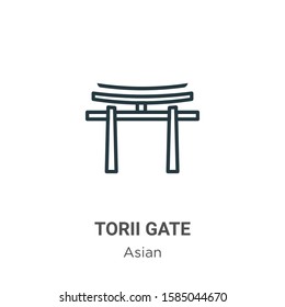 Torii gate outline vector icon. Thin line black torii gate icon, flat vector simple element illustration from editable asian concept isolated on white background