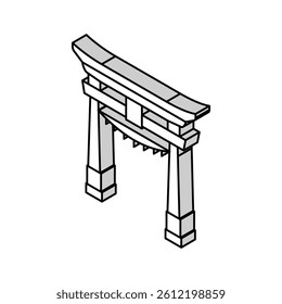 torii gate shintoism isometric icon vector. torii gate shintoism sign. isolated symbol illustration