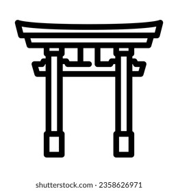 vector de icono de la línea de sintoísmo de la puerta de torii. señal del sintoísmo de la puerta de tori. símbolo de contorno aislado ilustración negra