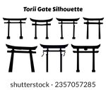 Torii Gate Silhouette. Japan Gate. Set of Torii gate silhouette. Torii gates.