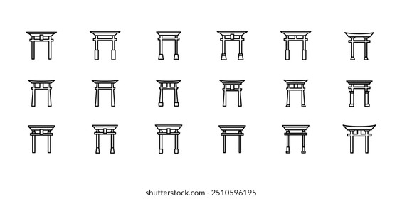 Torii Gate Silhouette. Japan Gate. Set of Torii gate silhouette. Torii gates.
