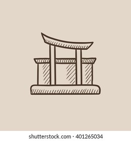 Torii gate sketch icon.