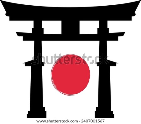 Torii gate with sun in the midlle