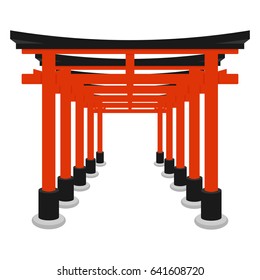 Torii gate - Symbol des Shintoismus.Flache einzelne Vektorillustration Illustration