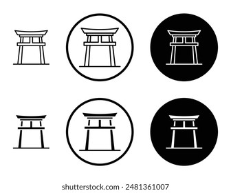 Torii gate thin line vector icon set.