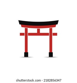 Torii gate. Traditional japanese floating torii gate icon on white background