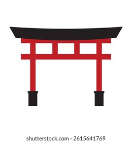 Torii gate. Traditional japanese floating torii gate icon on white backgroun