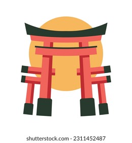 Torii gate vector cartoon illustration.