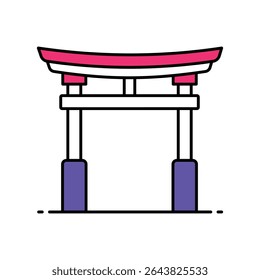 Torii Gate Vector Filled outline illustration style icon

