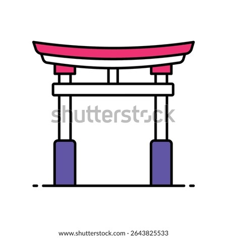 Torii Gate Vector Filled outline illustration style icon
