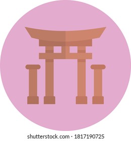 torii gate vector flat color icon 