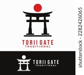 torii gate vector template. japanese culture building graphic illustration.