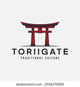torii gate vintage color logo vector illustration template design