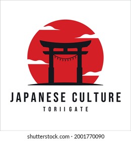 Otorii Gate Vintage minimalistisch Vektorgrafik-Logo Vorlage Design. Logo-Design des japanischen Kultursymbol-Emblems