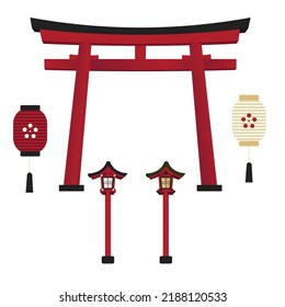 Torii Gates and Lantern in Vector Illustrtion