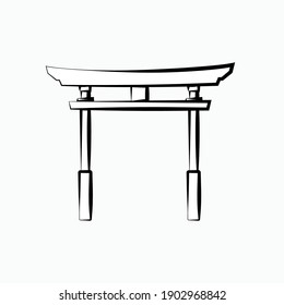 Torii Icon. Heritage Landmark, Japanese Gate Symbol - Vector. 