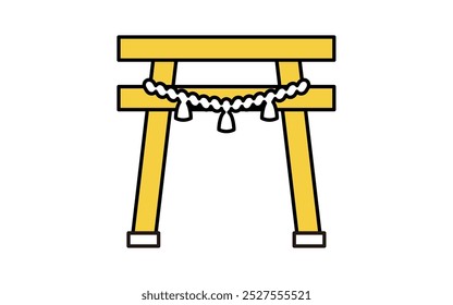 Icono de Torii de una puerta del santuario con una cuerda sagrada, Ilustración vectorial