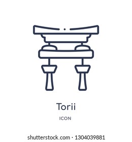 torii icon from travel outline collection. Thin line torii icon isolated on white background.