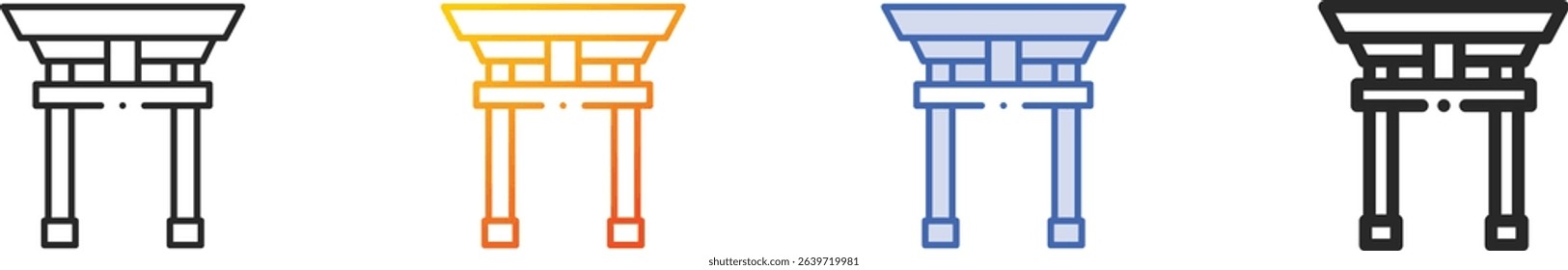 torii icon.Thin Linear, Gradient, Blue Stroke and bold Style Design Isolated On White Background