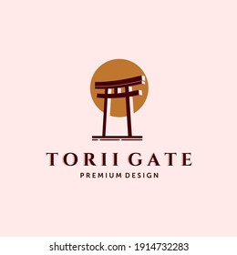 Torii or Japanese Traditional Gate Logo Vector Illustration Design. Modern Creative Torii Illustration Logo Concept. Sacred Gate, Holy Gate, Torii Gate or Japanese Shinto Shrine Illustration Concept