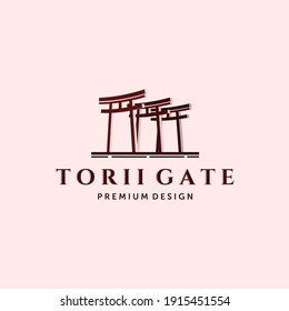 Torii or Japanese Traditional Gate Logo Vector Illustration Design. Modern Creative Torii Illustration Logo Concept. Sacred Gate, Holy Gate, Torii Gate or Japanese Shinto Symbol Illustration Concept