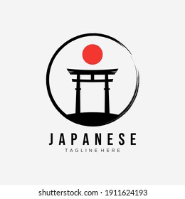 Torii Japanese Zen Logo Vector Illustration Design