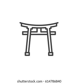 Torii line icon, outline vector sign, linear style pictogram isolated on white. Symbol, logo illustration. Editable stroke. Pixel perfect