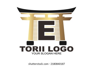Torii logo japanese letter E symbol vector illustration design tori logo design