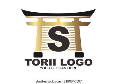 Torii logo japanese letter S symbol vector illustration design tori logo design