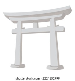 Torii made of stone. Gate. Barrier. Japanese traditional culture. Vector illustration.